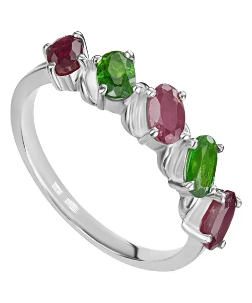 Женские Кольца_Серебро .925_ХРОМДИОПСИД__1-Лазурит-Онлайн