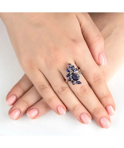 Женские Кольца_Серебро .925_ИОЛИТ__6-Лазурит-Онлайн