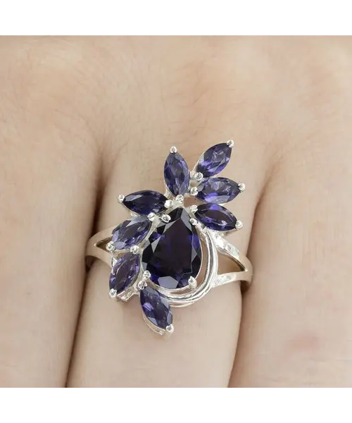 Женские Кольца_Серебро .925_ИОЛИТ__5-Лазурит-Онлайн