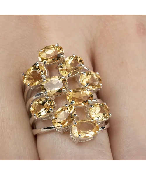 Женские Кольца_Серебро .925_ЦИТРИН__6-Лазурит-Онлайн