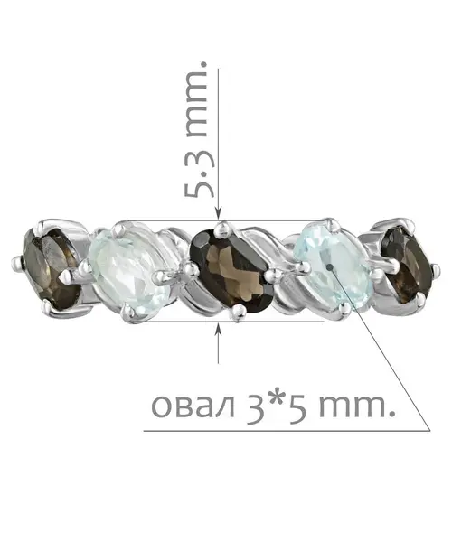 Женские Кольца_Серебро .925_РАУХТОПАЗ__2-Лазурит-Онлайн