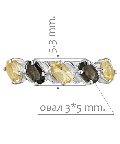 Женские Кольца_Серебро .925_РАУХТОПАЗ__2-Лазурит-Онлайн