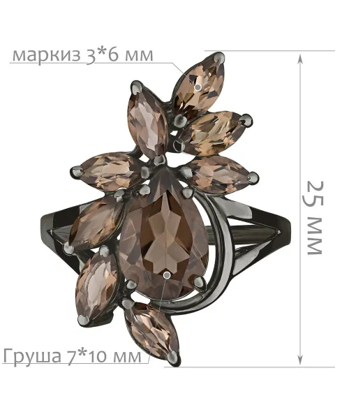 Женские Кольца_Серебро .925_РАУХТОПАЗ__2-Лазурит-Онлайн