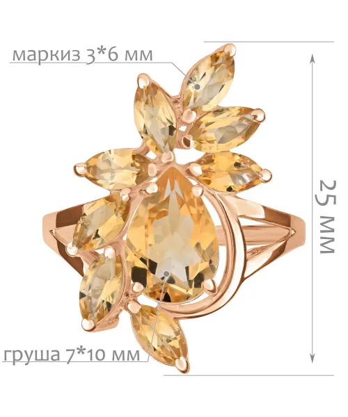 Женские Кольца_Серебро .925_ЦИТРИН__2-Лазурит-Онлайн