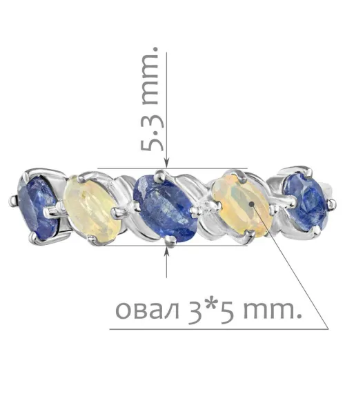 Женские Кольца_Серебро .925_ОПАЛ__2-Лазурит-Онлайн