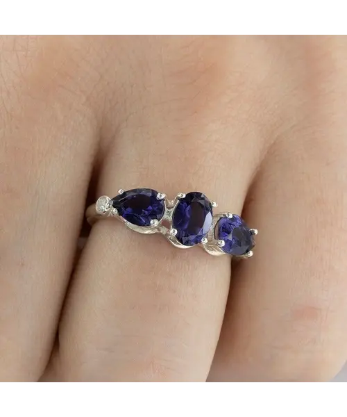 Женские Кольца_Серебро .925_ИОЛИТ_Нанокристалл_5-Лазурит-Онлайн