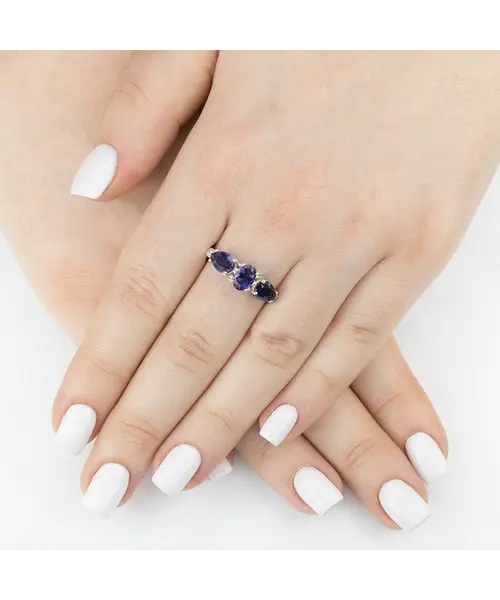 Женские Кольца_Серебро .925_ИОЛИТ_Нанокристалл_6-Лазурит-Онлайн