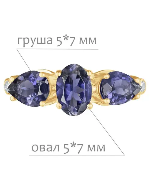 Женские Кольца_Серебро .925_ИОЛИТ_Нанокристалл_2-Лазурит-Онлайн