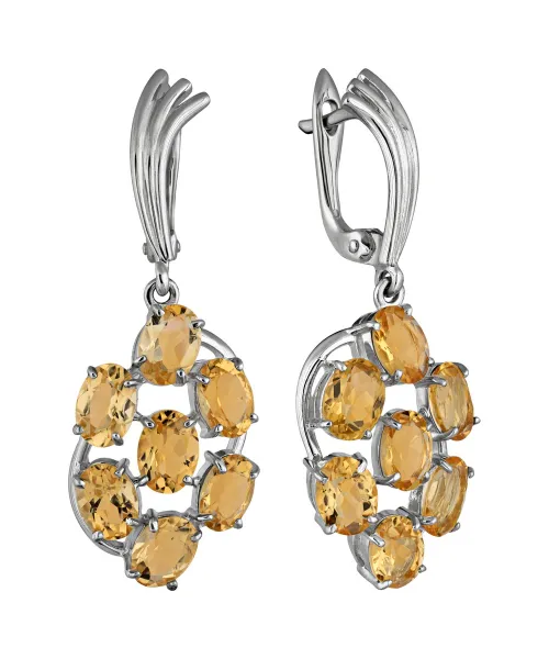 Женские Серьги_Серебро .925_ЦИТРИН__2-Лазурит-Онлайн