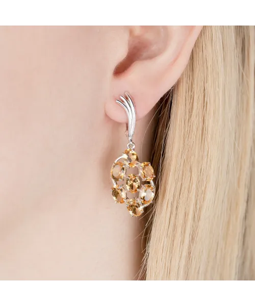 Женские Серьги_Серебро .925_ЦИТРИН__5-Лазурит-Онлайн