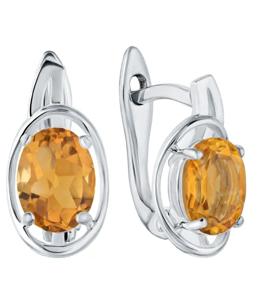 Женские Серьги_Серебро .925_ЦИТРИН__2-Лазурит-Онлайн