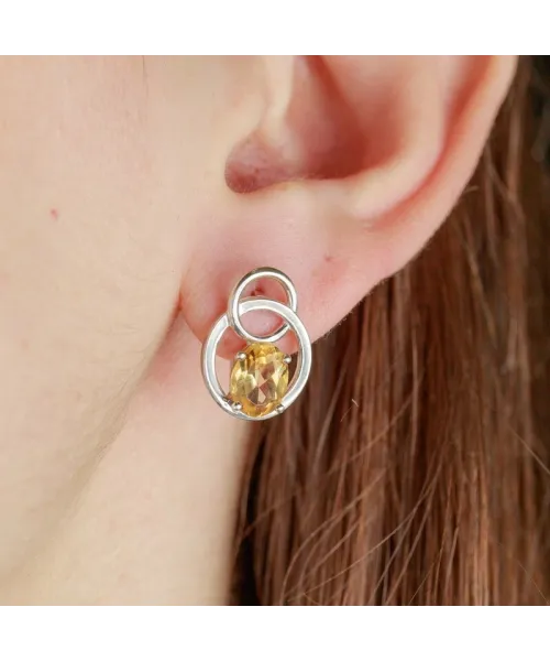 Женские Серьги_Серебро .925_ЦИТРИН__3-Лазурит-Онлайн