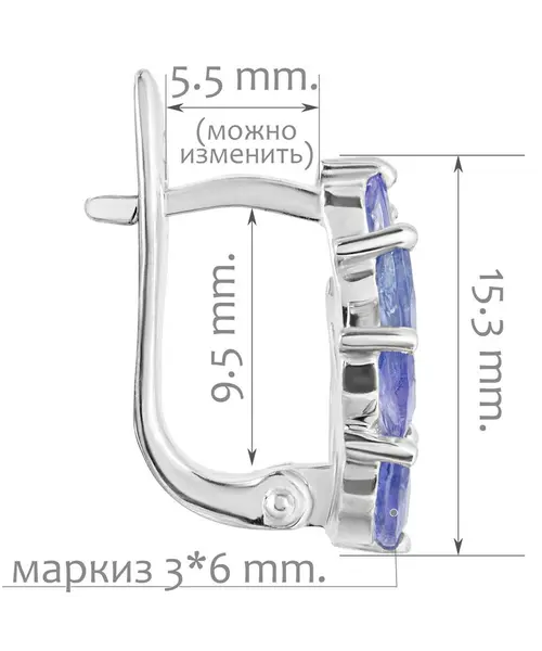 Женские Серьги_Серебро .925_ТАНЗАНИТ__2-Лазурит-Онлайн