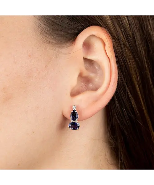 Женские Серьги_Серебро .925_ИОЛИТ_Нанокристалл_3-Лазурит-Онлайн
