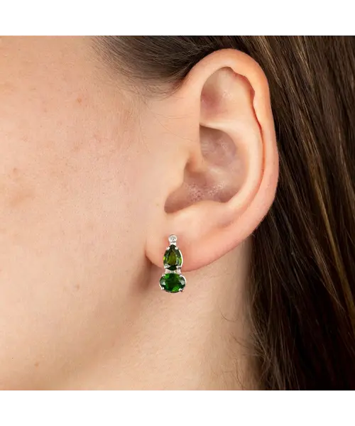 Женские Серьги_Серебро .925_ХРОМДИОПСИД_Нанокристалл_3-Лазурит-Онлайн