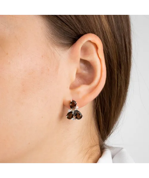 Женские Серьги_Серебро .925_РАУХТОПАЗ_Нанокристалл_3-Лазурит-Онлайн