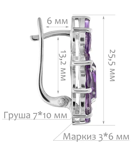 Женские Серьги_Серебро .925_АМЕТИСТ__2-Лазурит-Онлайн