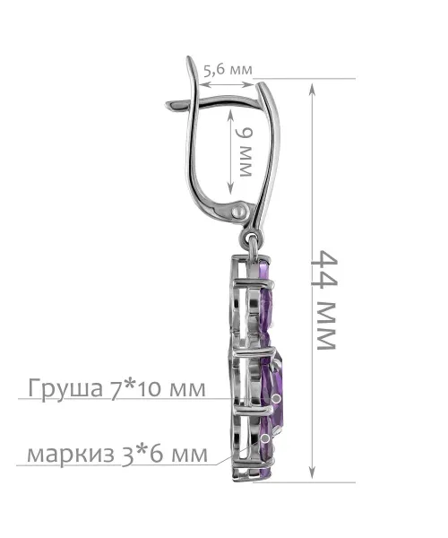 Женские Серьги_Серебро .925_АМЕТИСТ__2-Лазурит-Онлайн