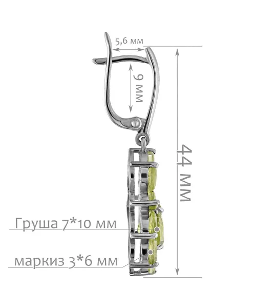 Женские Серьги_Серебро .925_ХРИЗОЛИТ__2-Лазурит-Онлайн