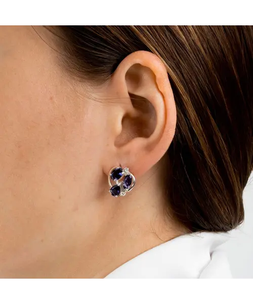 Женские Серьги_Серебро .925_ИОЛИТ_Нанокристалл_3-Лазурит-Онлайн