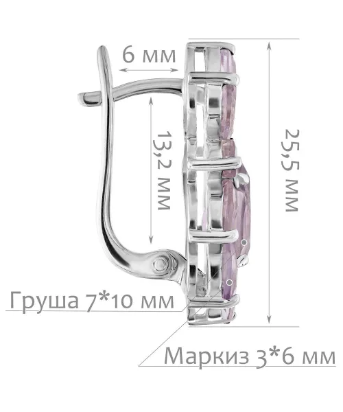 Женские Серьги_Серебро .925_АМЕТИСТ__2-Лазурит-Онлайн