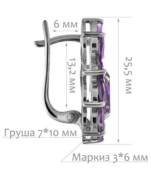 Женские Серьги_Серебро .925_АМЕТИСТ__2-Лазурит-Онлайн