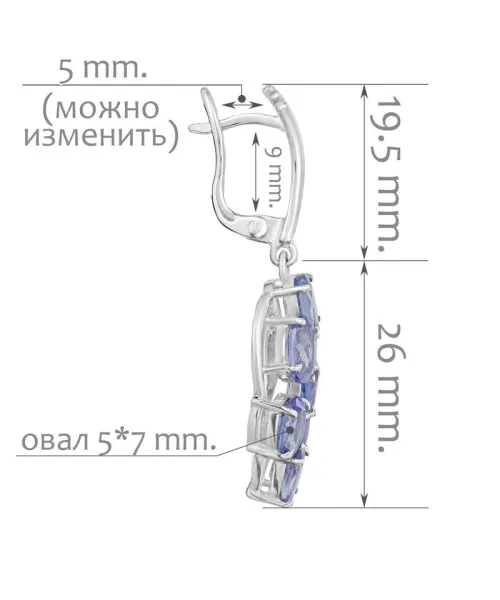 Женские Серьги_Серебро .925_ТАНЗАНИТ__2-Лазурит-Онлайн