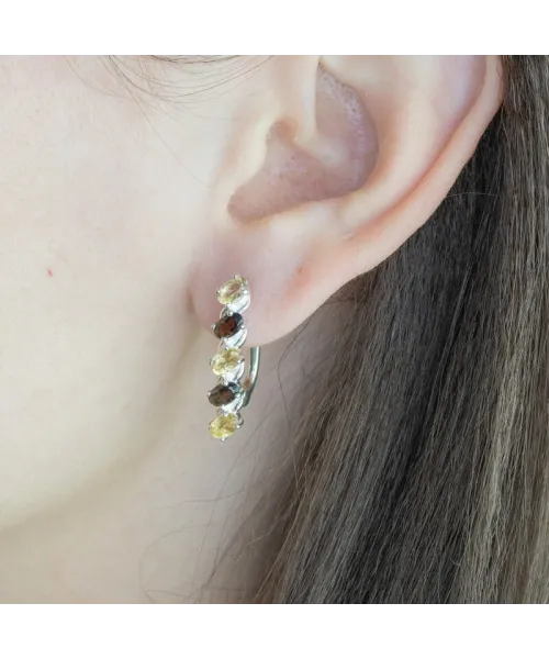 Женские Серьги_Серебро .925_ЦИТРИН__3-Лазурит-Онлайн