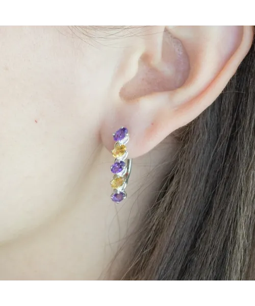 Женские Серьги_Серебро .925_ЦИТРИН__3-Лазурит-Онлайн