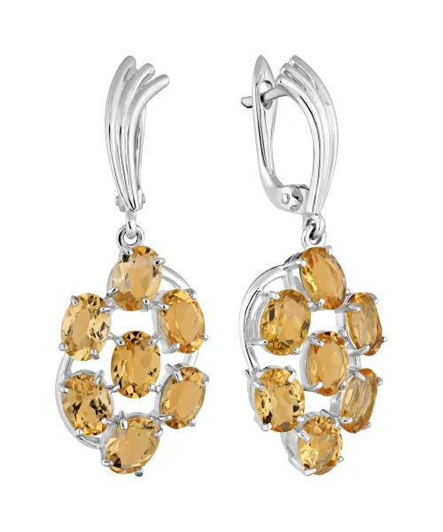 Женские Серьги_Серебро .925_ЦИТРИН__2-Лазурит-Онлайн