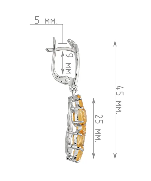 Женские Серьги_Серебро .925_ЦИТРИН__4-Лазурит-Онлайн