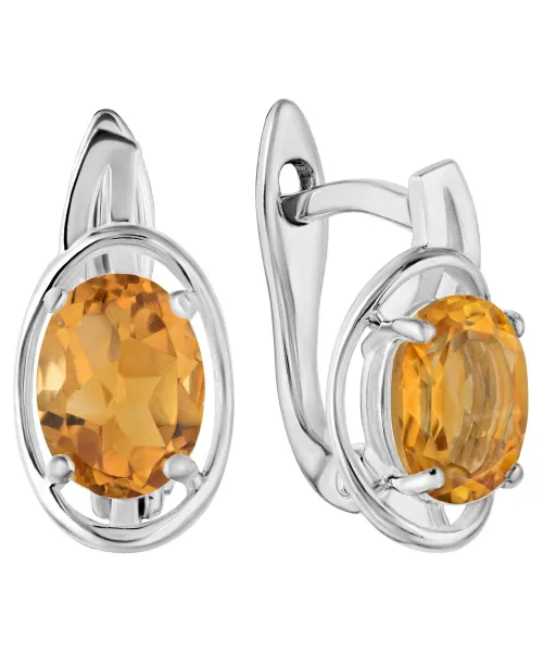 Женские Серьги_Серебро .925_ЦИТРИН__2-Лазурит-Онлайн