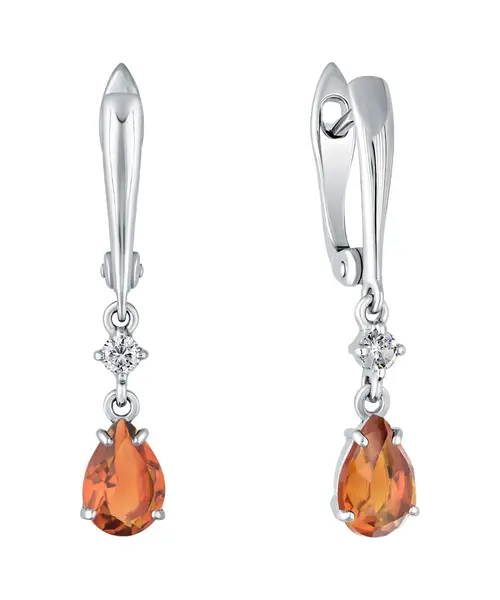 Женские Серьги_Серебро .925_ЦИТРИН_Нанокристалл_2-Лазурит-Онлайн