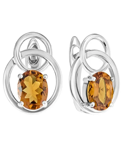 Женские Серьги_Серебро .925_ЦИТРИН__1-Лазурит-Онлайн