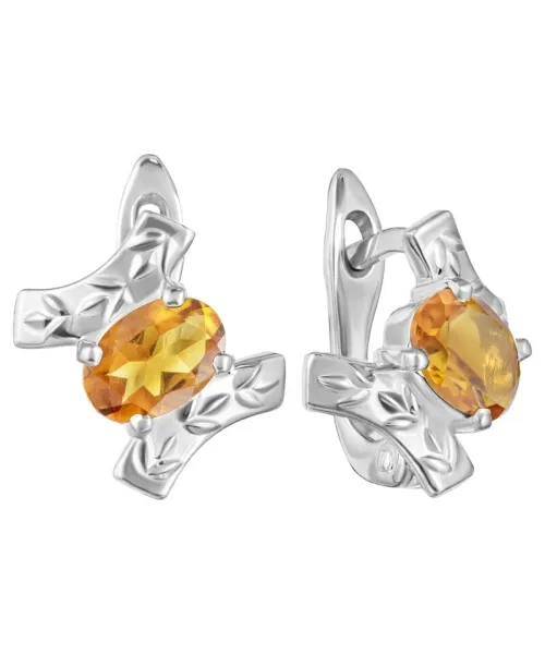 Женские Серьги_Серебро .925_ЦИТРИН__1-Лазурит-Онлайн