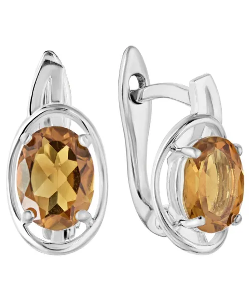 Женские Серьги_Серебро .925_ЦИТРИН__1-Лазурит-Онлайн