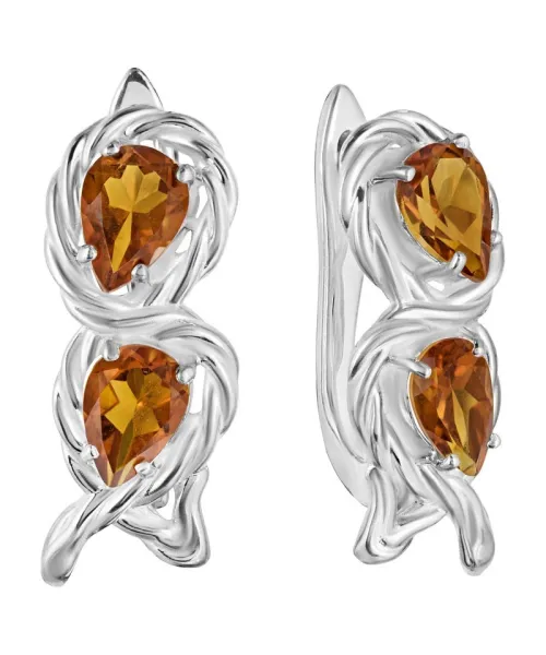 Женские Серьги_Серебро .925_ЦИТРИН__1-Лазурит-Онлайн