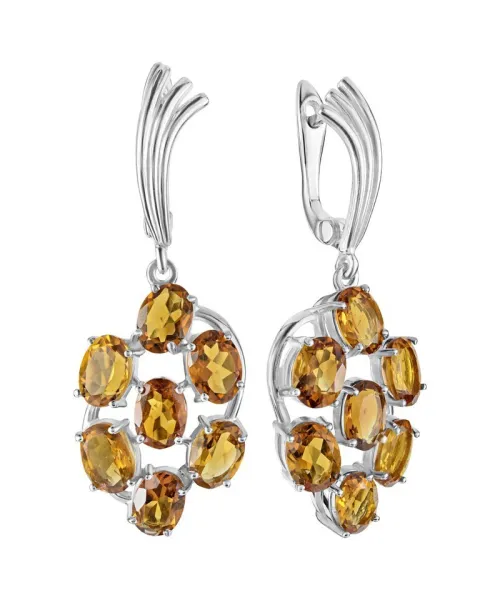 Женские Серьги_Серебро .925_ЦИТРИН__1-Лазурит-Онлайн