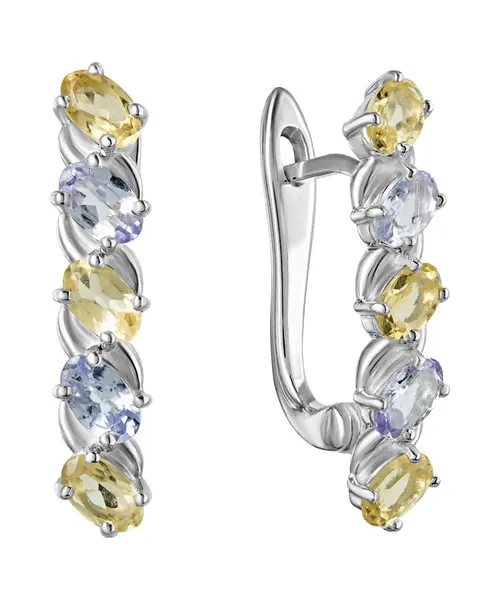 Женские Серьги_Серебро .925_ЦИТРИН__1-Лазурит-Онлайн